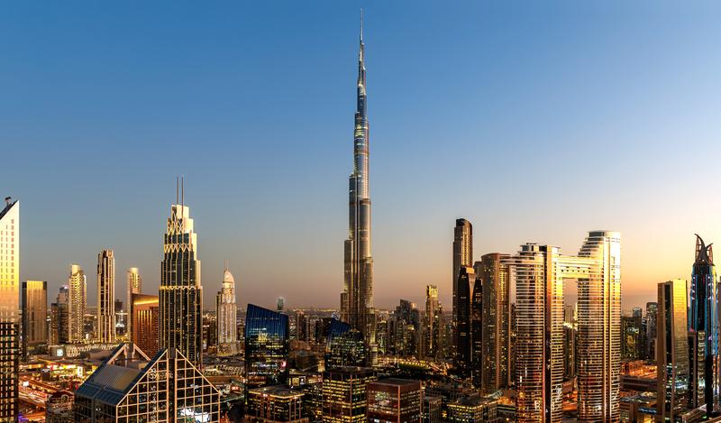 Dubai skyline at dusk